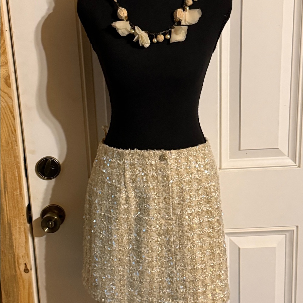 Gianni Bini Sparkling Cream Mini Skirt